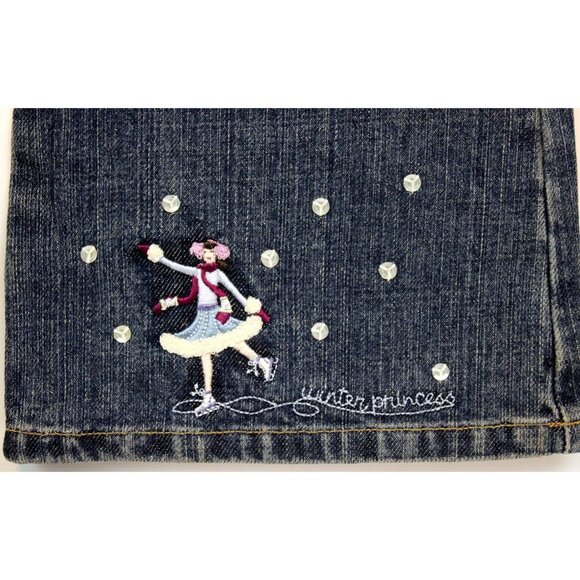NWT 2005 Gymboree Winter Princess Denim Jeans Ice Skater Girl Flare Boot Sz 5 - Picture 4 of 6
